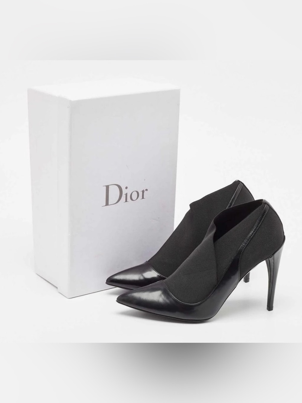 Dior Black Pointed Stretch Leather High Heel Pumps
